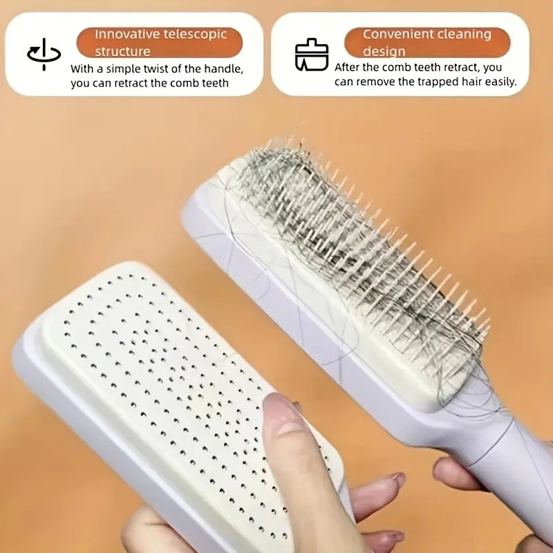 Retractable Self-Cleaning Hair Brush