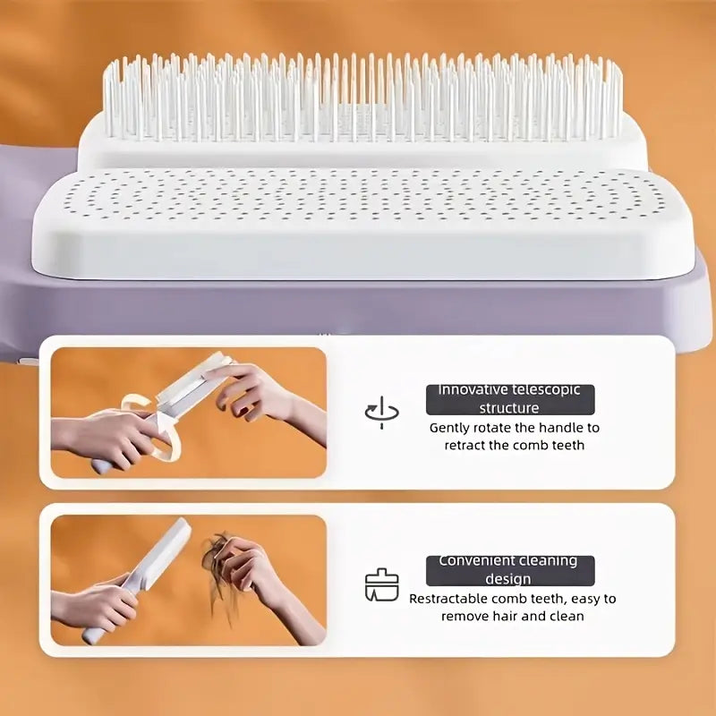 Retractable Self-Cleaning Hair Brush