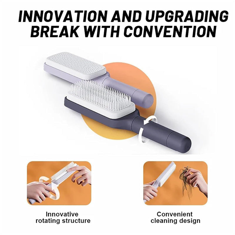 Rotatable Self Cleaning Hair Brush