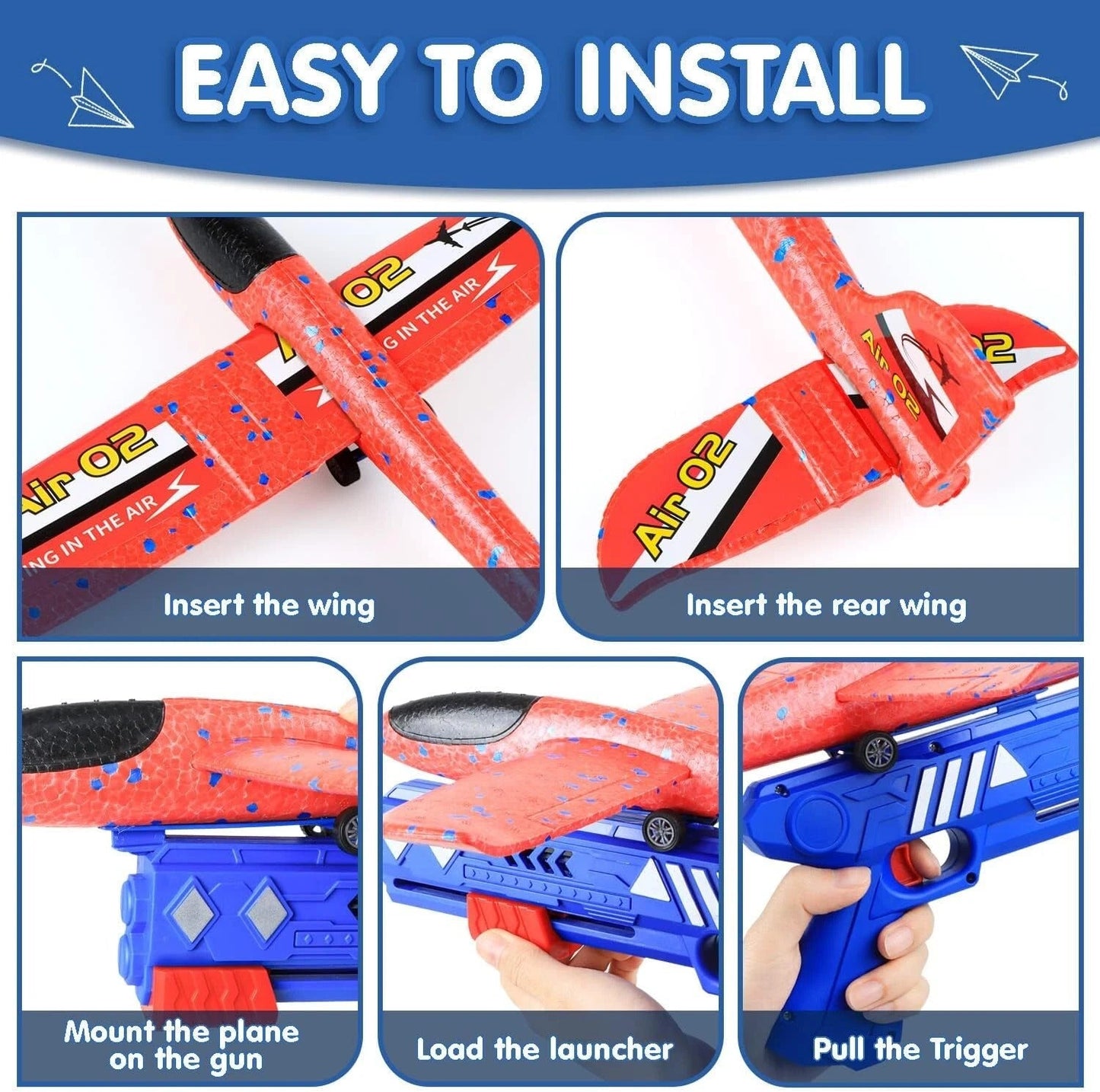 Airplane Launcher Toy – Foam Throwing Glider & Catapult Gun