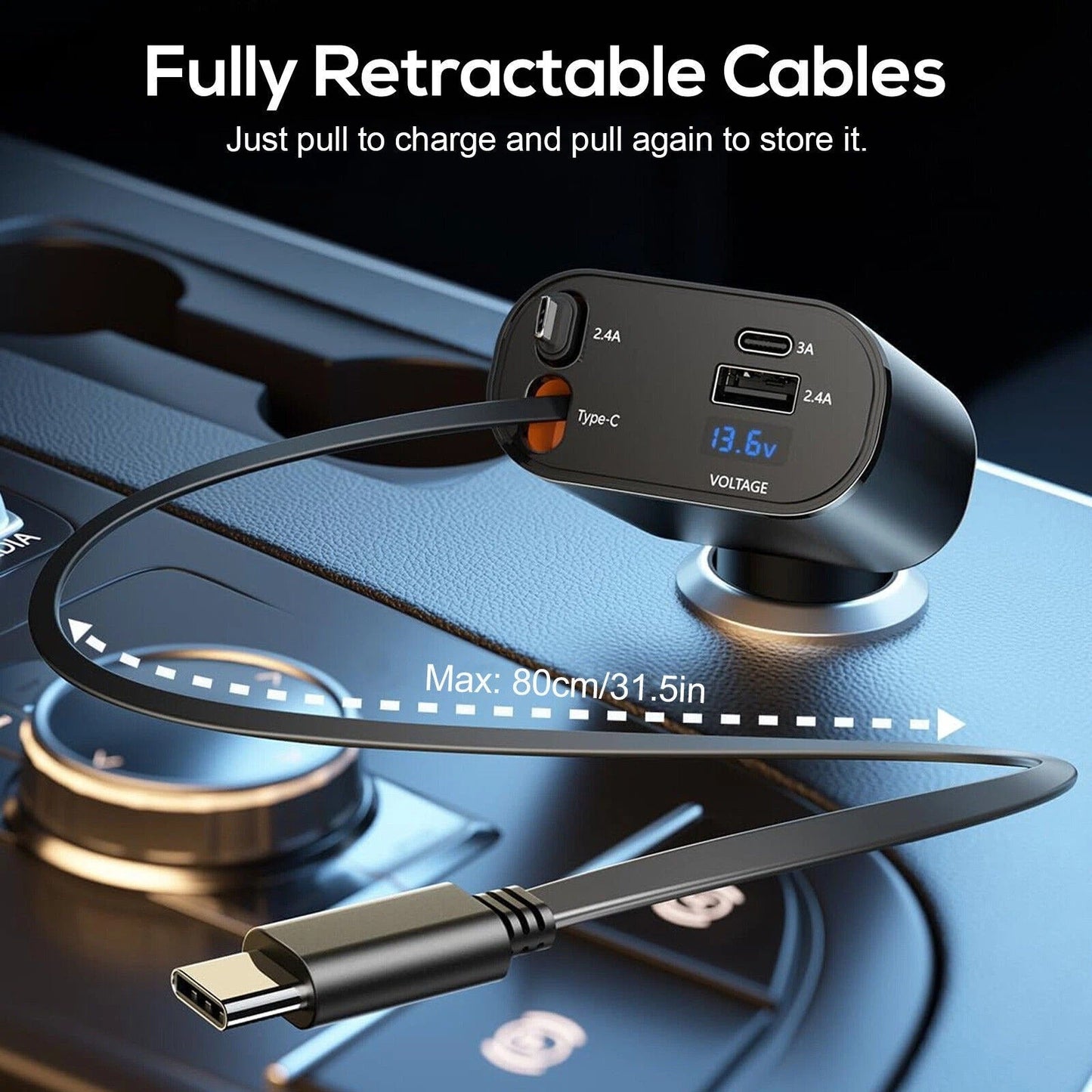 4-in-1 Retractable Car Charger