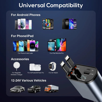 4-in-1 Retractable Car Charger